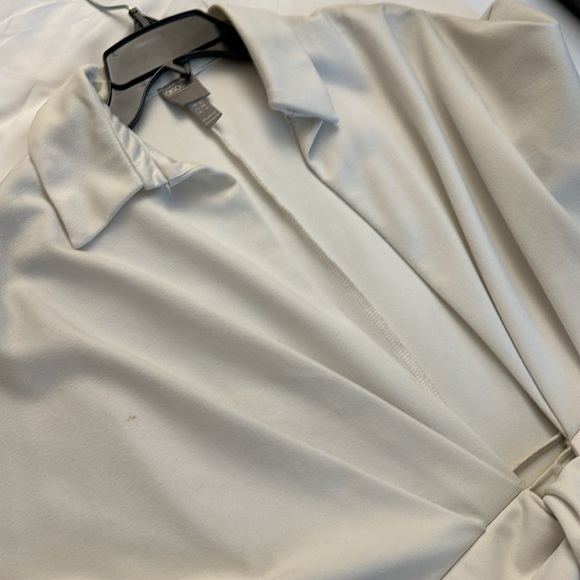 White midi dress with deep open front - Picture 5 of 5